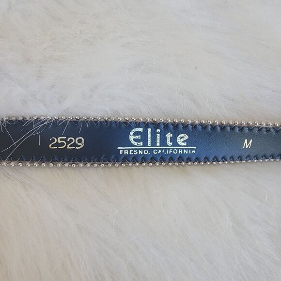 VTG Elite Fresno California Size M Multicolor Taperstry Print Studded Belt - Picture 3 of 3